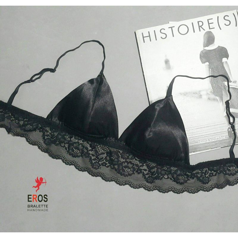 áo lót bralette croptop phi lụa chân ren