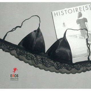 Áo lót bralette croptop phi lụa chân ren