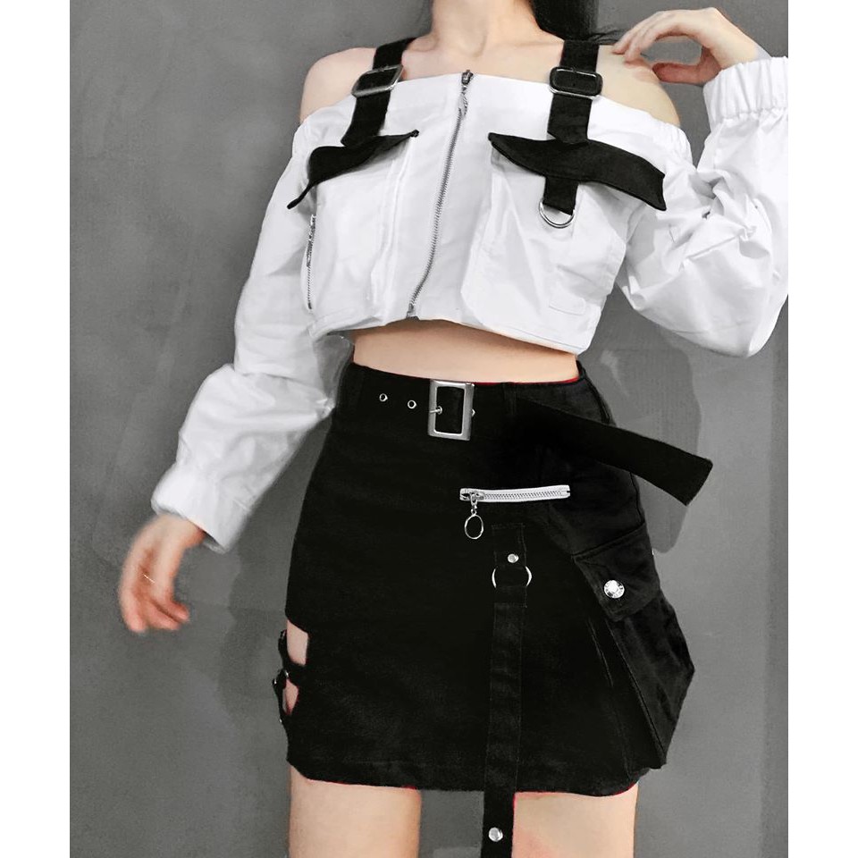 THE FANCE | Váy túi hộp kèm dây belt tôn dáng cá tính DOUBLE BOX CHOKER