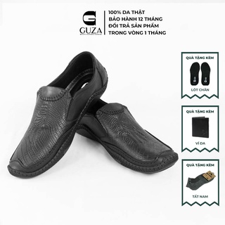Giày tây da bò dập vân cá sấu, Giày lười công sở 100% bằng da cao cấp
