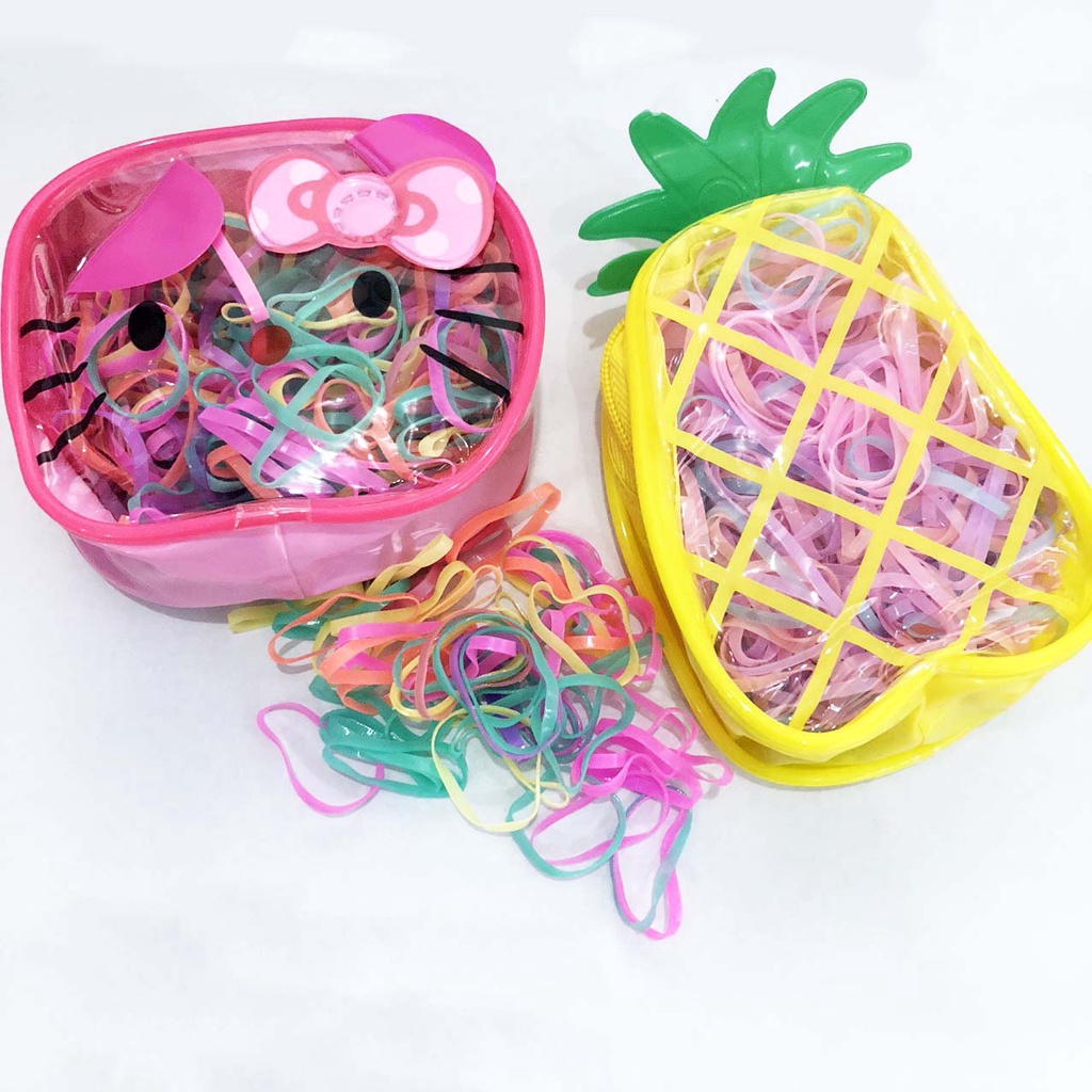 Túi thun cột tóc màu kèm túi nhựa có dây kéo DTOnline