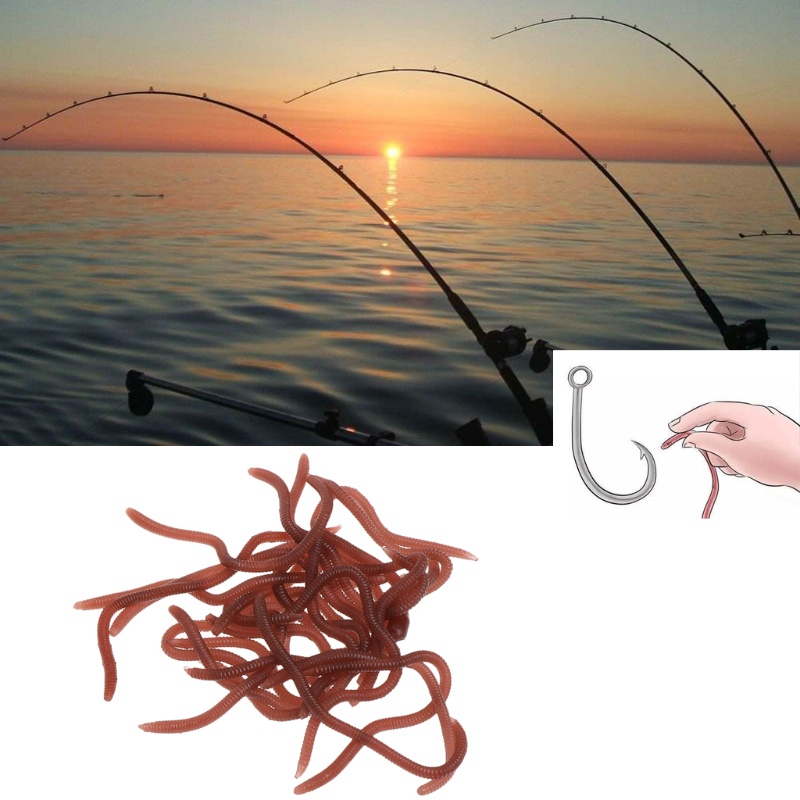 1 Hộp Mồi Giun Giả Câu Cá 10cm Mềm Co Giãn