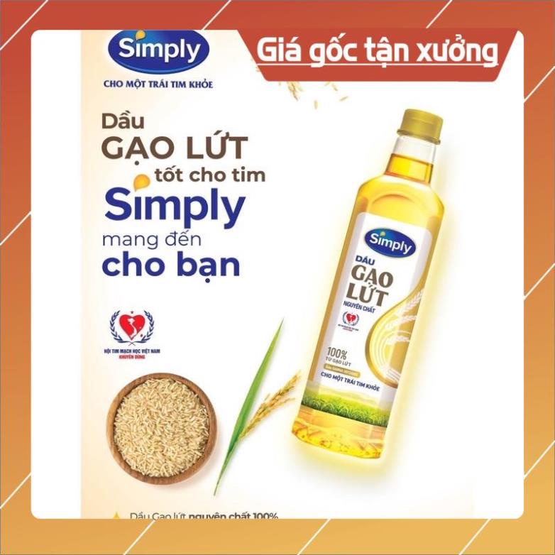 Dầu Ăn đậu nành nguyên chất Simply chai 1 Lít, gạo lứt chai 1 lít