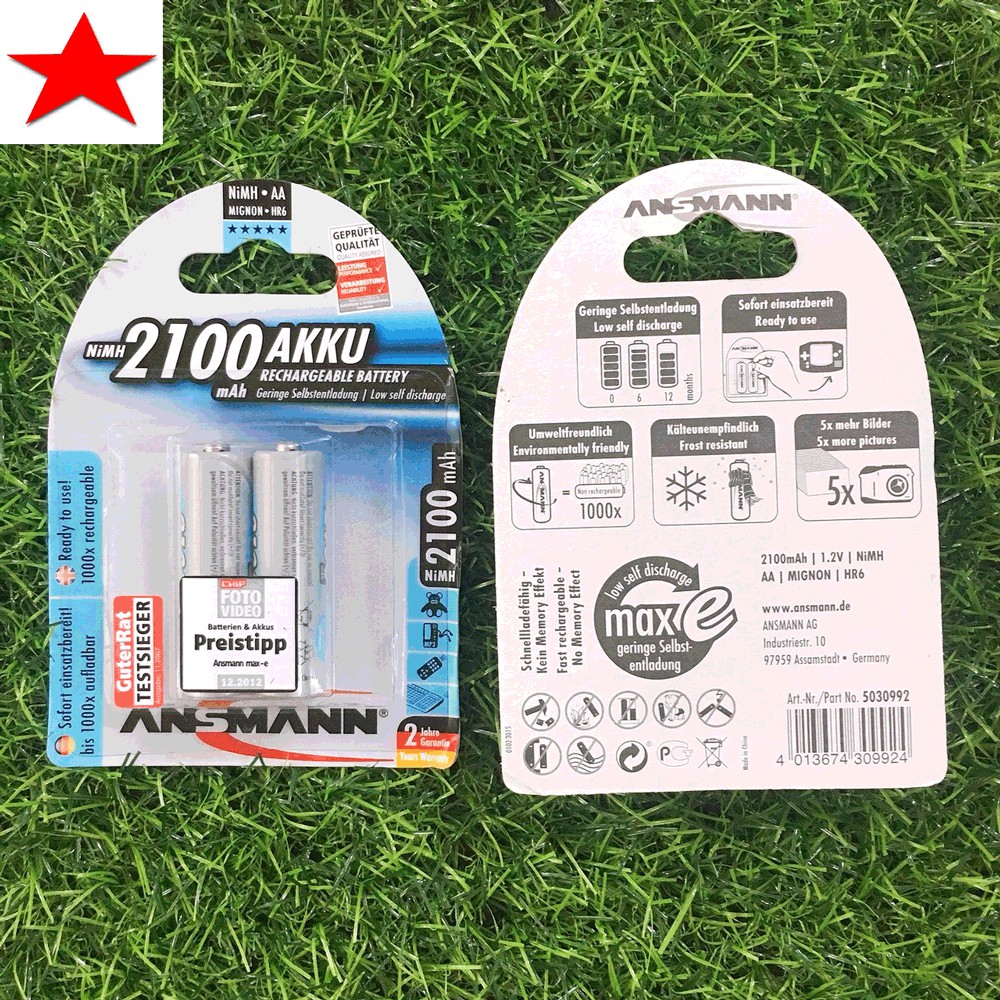 Pin Sạc Ansmann AA 2500mAh, 2100mAh Chính Hãng