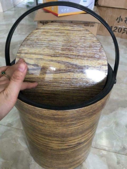 Thùng rác nắp lật vân gỗ No 8036 nhựa Việt Nhật