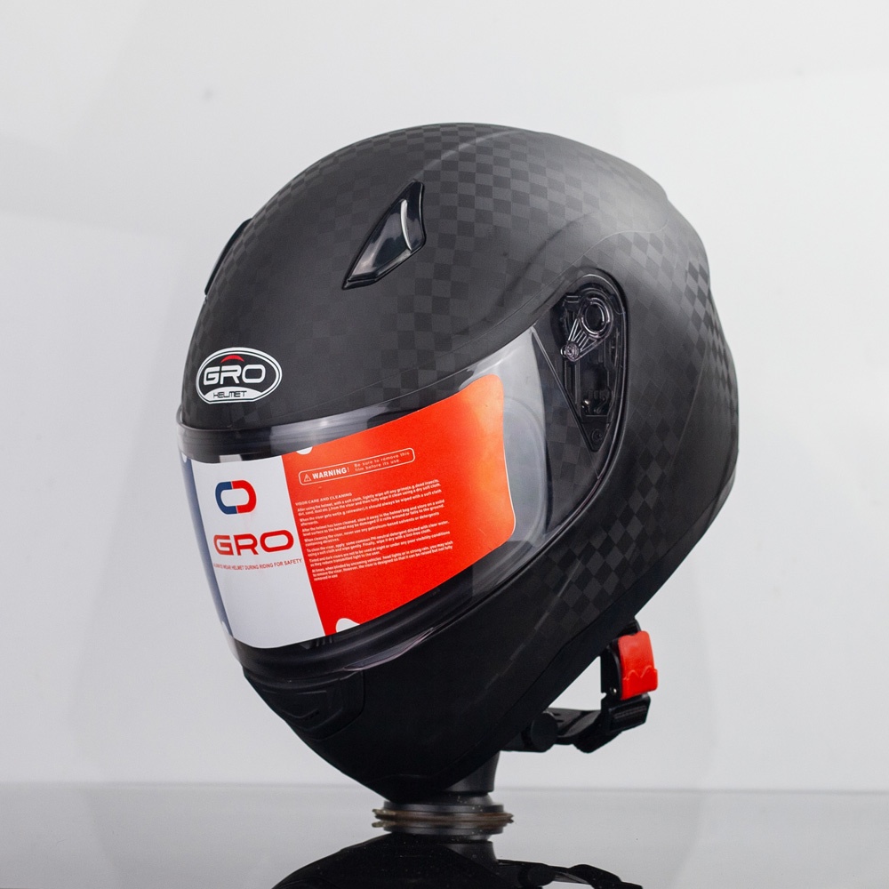 Mũ bảo hiểm fullface GRO ST20 sơn vân Carbon đen siêu chất, mạnh mẽ cho nam - hàng chính hãng