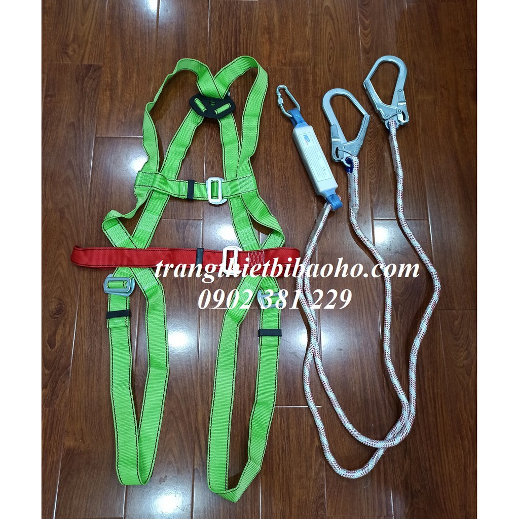 Dây an toàn toàn thân 02 móc thép dây thừng có giảm sốc