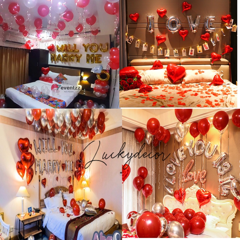 Combo Bóng Bay Cầu Hôn, Tỏ Tình Lãng Mạn TT00 Tặng Kèm Bơm Tay Keo Dán Chuyên Dụng