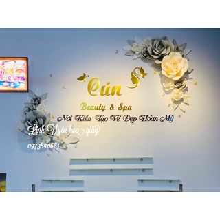 Sét hoa giấy trang trí tiệm nail mi spa ko kèm chữ , chư giá riêng