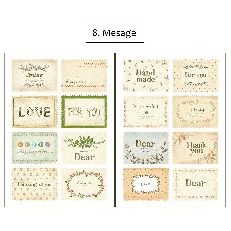 Set 16 sticker tem vintage cực xinh
