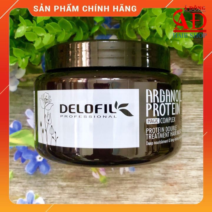 Hấp dầu Delofil Arganoil Protein phục hồi chuyên sâu tóc hư tổn nặng 500ml (hũ)