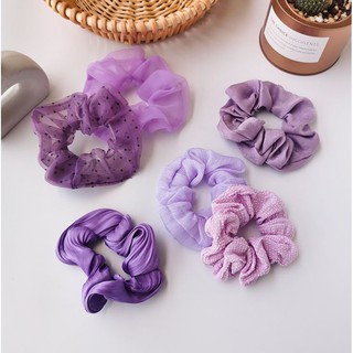 ( SIÊU XINH) Dây Cột Tóc Srunchies Nữ Xinh Xắn Màu Tím Mộng Mơ.