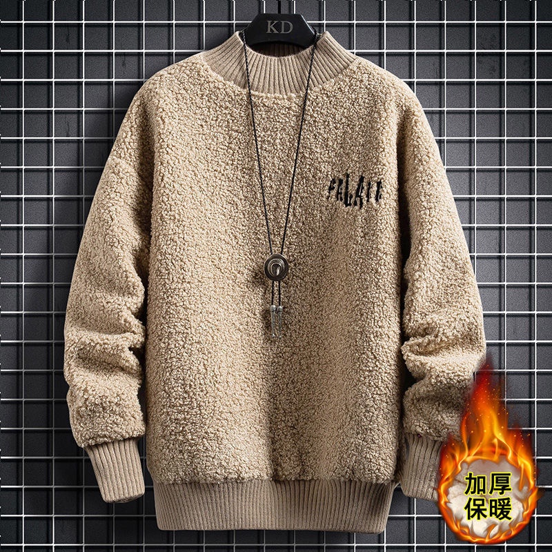 Áo Khoác Nhung Lông Cừu Cổ Cao Dáng Rộng Thời Trang Mùa Đông Hàn Quốc Dành Cho Nam