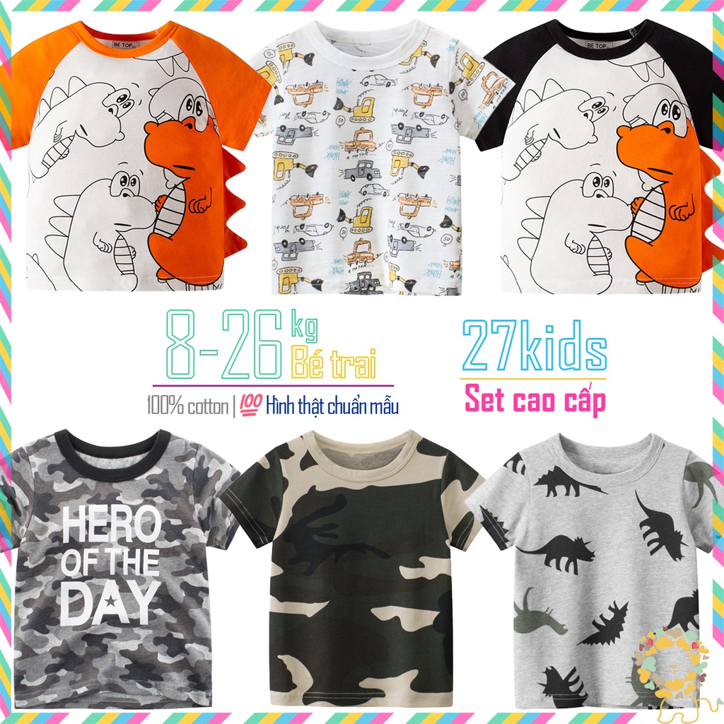 Áo bé trai BETOP áo thun cho bé áo cộc tay trẻ em chất cotton hàng xuất Âu Mỹ