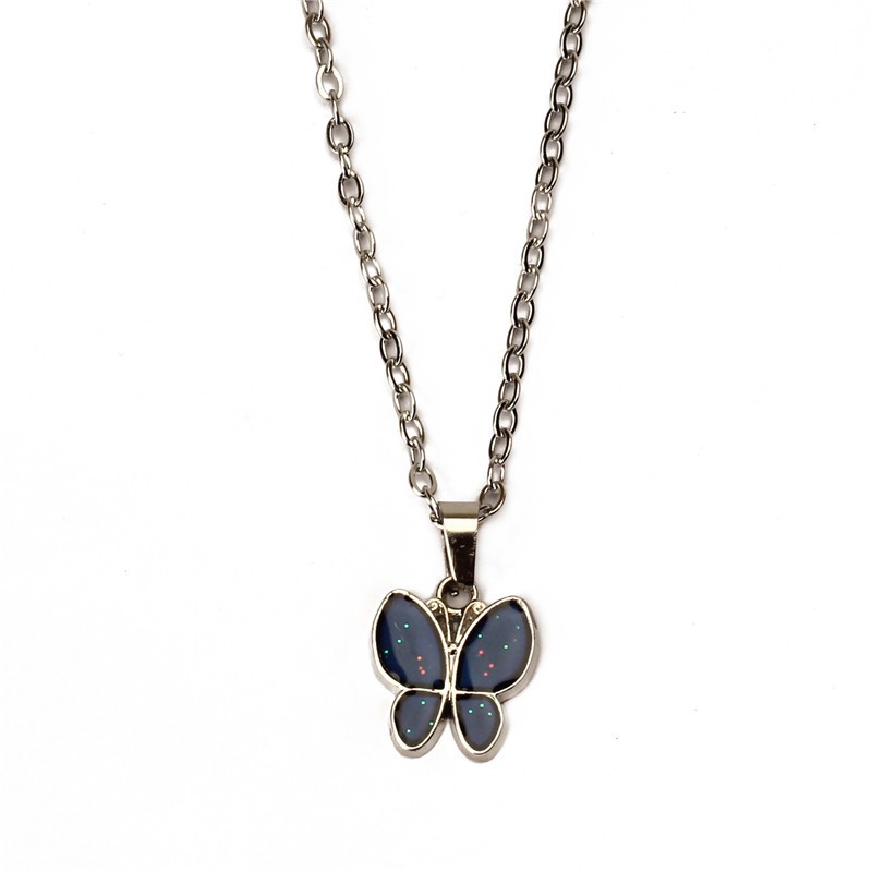 Retro Thermochromic Butterfly Necklace Stainless Steel Chain Personalized Pendant