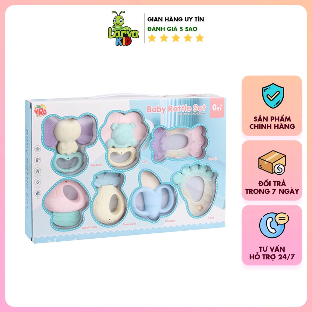 Bộ đồ chơi BABY RATTLE 10 món xúc xắc lục lạc gặm nướu an toàn kích thích giác quan cho bé - LARVA KID