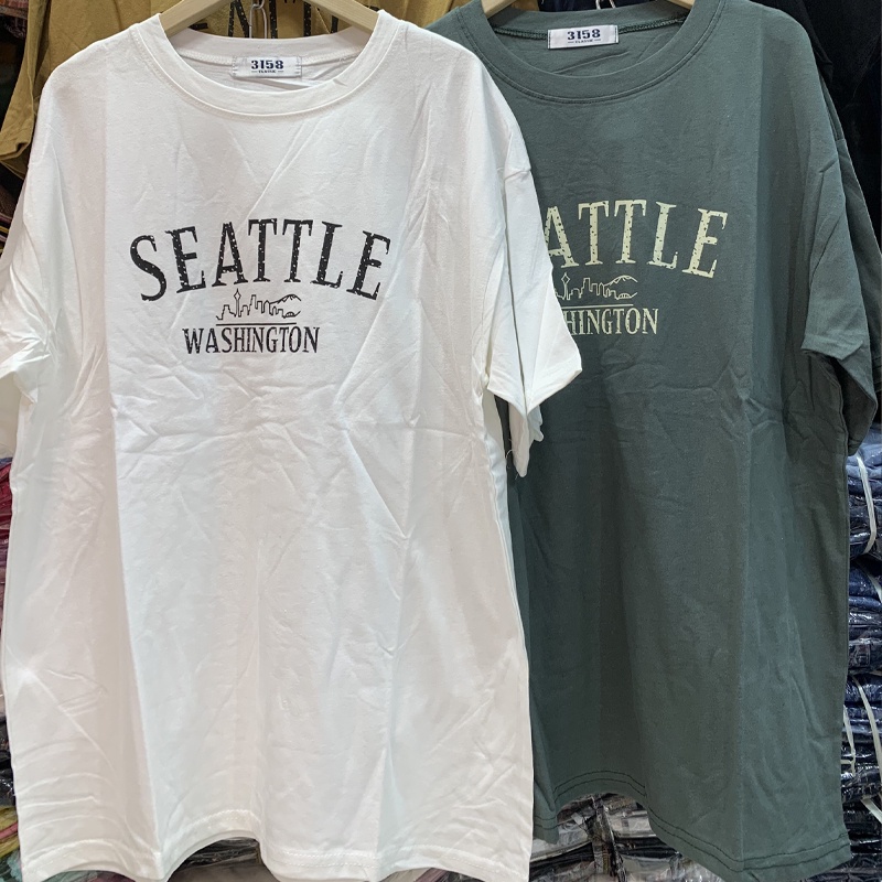 Áo thun 3158 chất cotton tay lỡ form rộng phông nam nữ in chữ hàng Quảng Châu ANDOSA AT24