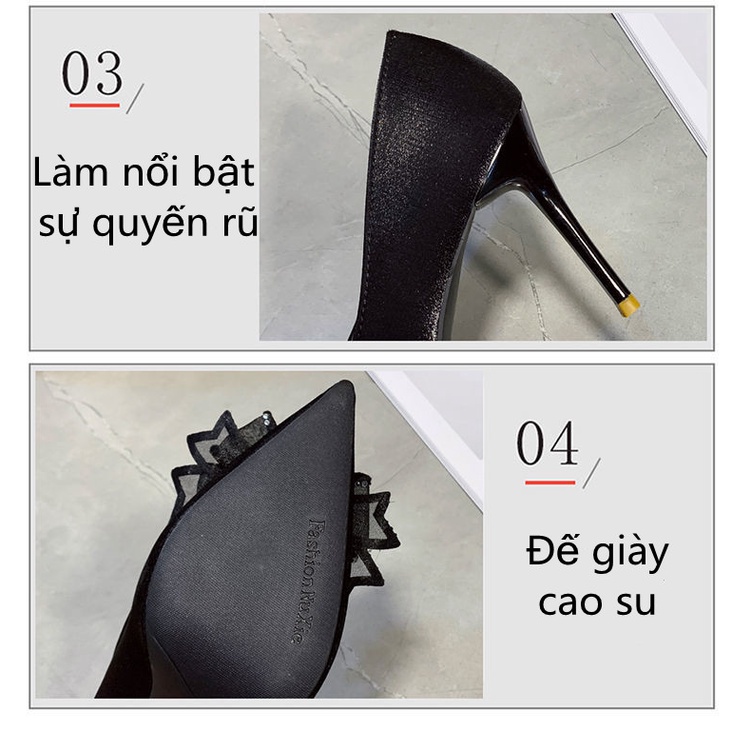 Đính Đá Màu Trắng / Đen Thời Trang Xuân Thu 2021 Cho Nữ Giày cao gót 5cm 7cm 9cm