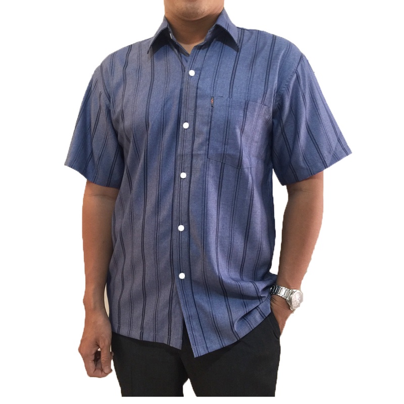 Aó Sơ Mi Nam Trung Niên Vải Sọc Ngắn Tay chất vải Đũi Mềm Mát Sang Trọng Lịch Sự Size 85Kg