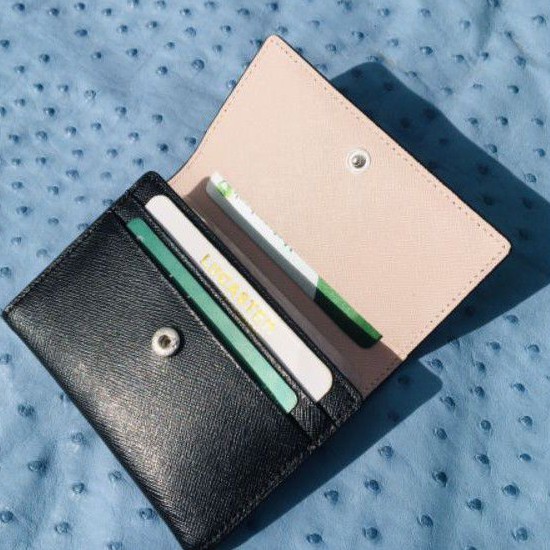 (da thật )ví nữ mini phong cách hiện đại trẻ Trung ví mini đựng thẻ nhỏ gọn cardholder KATE da safiano nhập khẩu LCT 01.