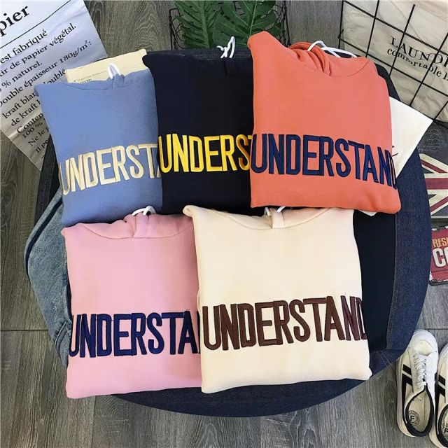 Áo hoddie nữ phối chữ understand ( sẵn đen, xanh size xl < 57kg) | BigBuy360 - bigbuy360.vn