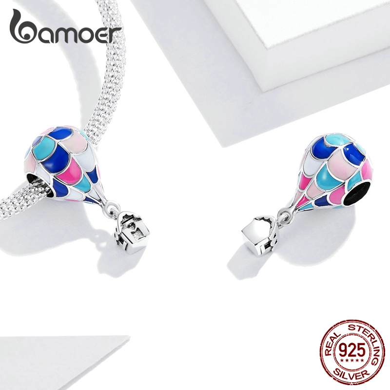 Hạt trang sức Bamoer BSC544 hình khinh khí cầu lỗ 4.5mm dùng làm vòng tay DIY