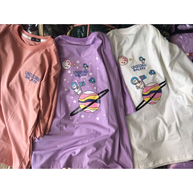 Áo thun tay lỡ unisex Unicorn Galaxy