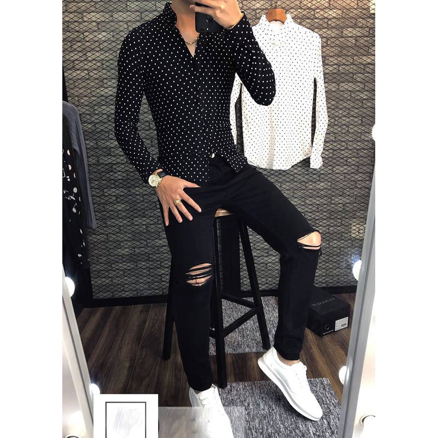 Quần Jean Xanh Đậm Xước Nhẹ Dáng Body Hàn Quốc | BigBuy360 - bigbuy360.vn