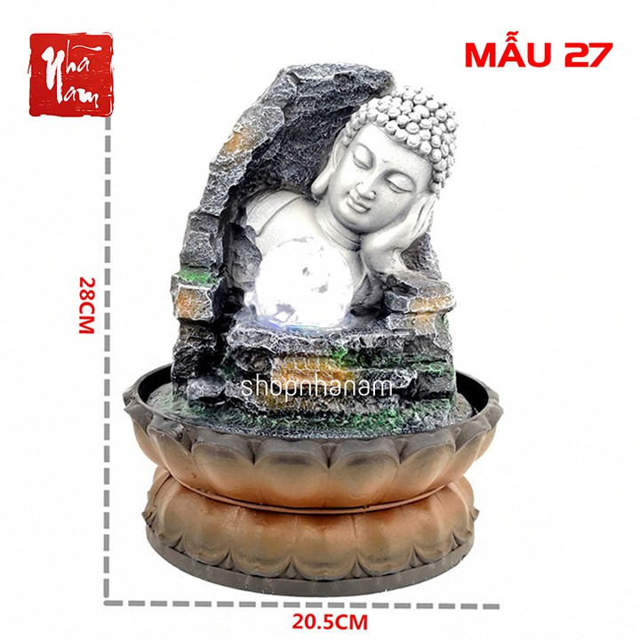 Thác nước phong thủy Tịnh tâm Đức phật Như Lai tọa sơn bên suối TNN_27