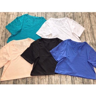 Áo thun croptop form rộng cổ tim