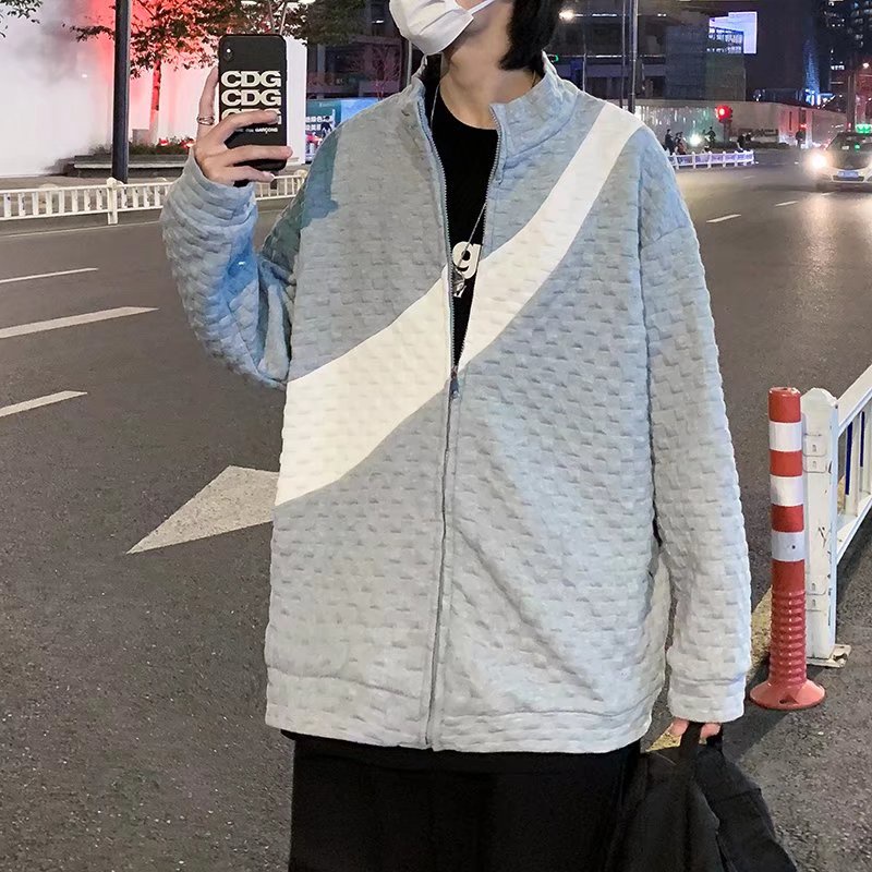 Áo Khoác cardigan Cổ Đứng Tay Dài Dáng Rộng Có Khóa Kéo Phong Cách Hàn Quốc Thời Trang Cho Nam Và Nữ