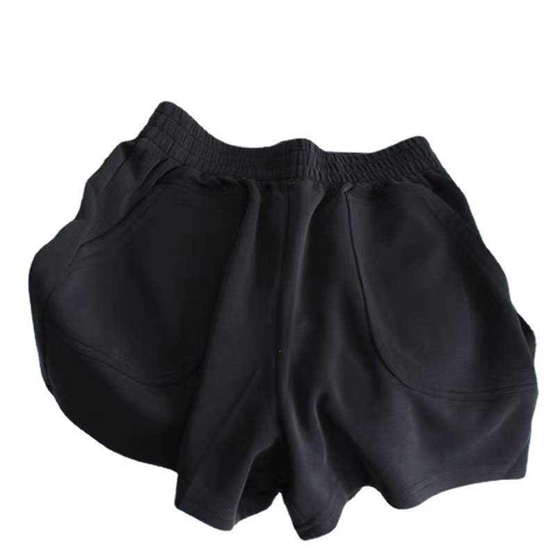 Quần Short Thể Thao Lưng Cao Ống Rộng Màu Sắc Đơn Giản Cho Nữ