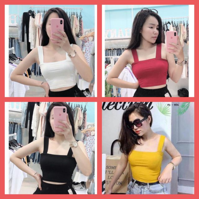 ÁO HAI DÂY CROPTOP BẢN TO, THUN CO GIÃN TỐT giá tận xưởng