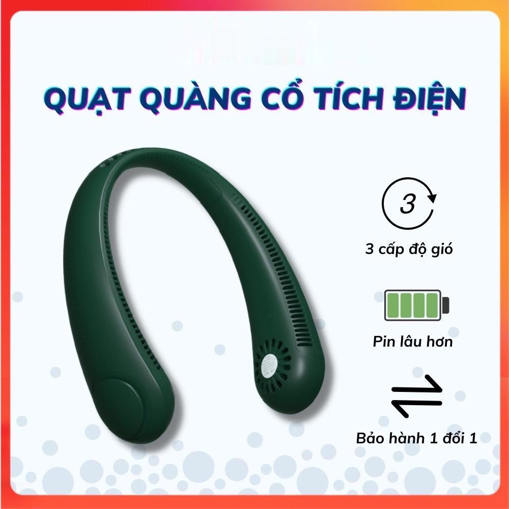 Quạt Đeo Cổ Tích Điện Không Cánh Mini Dung Lượng Pin 4000mAH, 3 Cấp Độ, Gió Đa Chiều Chạy Êm Bảo Hành 24 Tháng