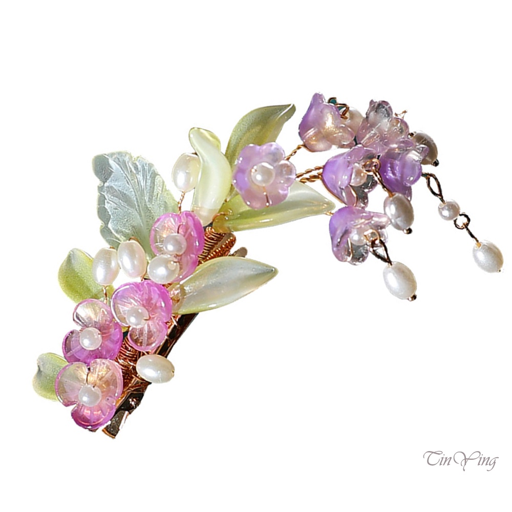 Kẹp tóc GETNOIVAS bằng kim loại thiết kế hoa hồng không phai màu phong cách Trung Hoa