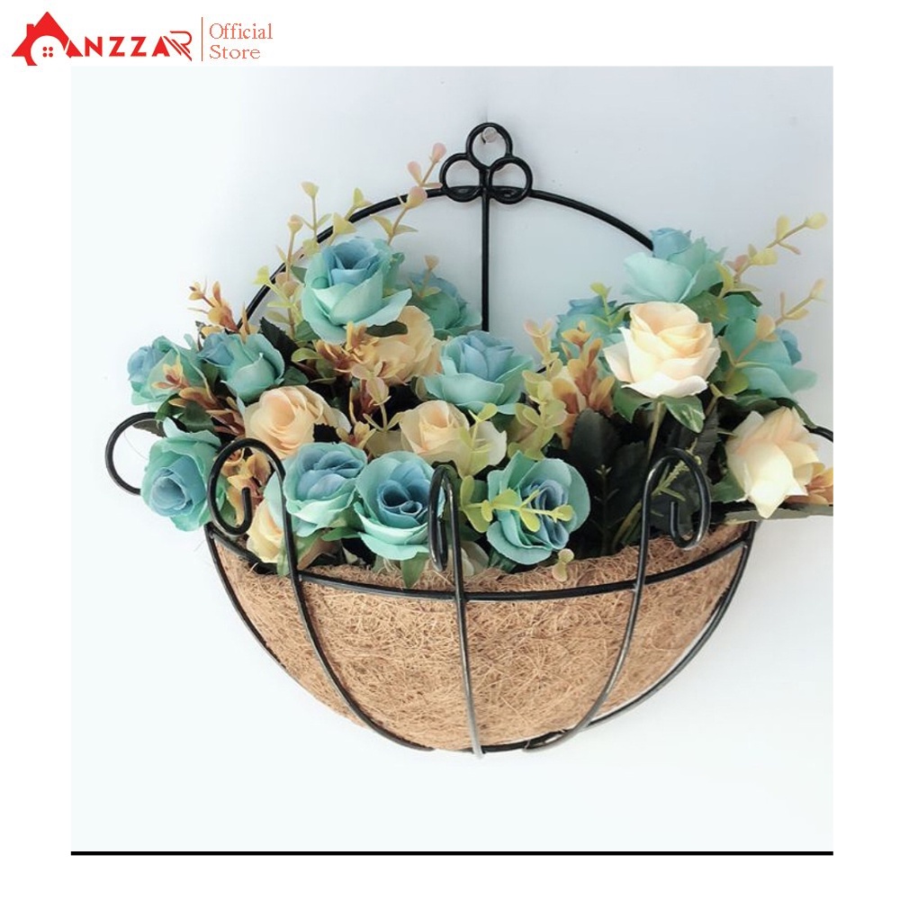 Giỏ hoa lụa và cây cỏ giả Anzzar treo tường trang trí ban công, tiểu cảnh, nhà hàng, quán cà phê, homestay đẹp GH-01