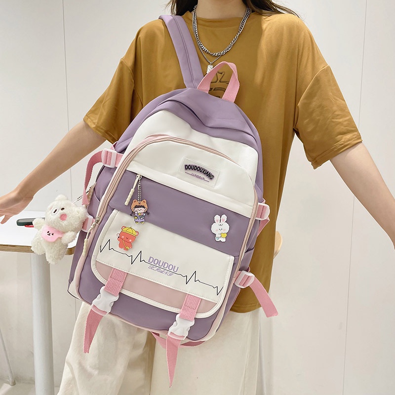 Balo đi học nam nữ đẹp giá rẻ QITI thời trang ulzzang chất liệu vải cao cấp chống nước đựng laptop