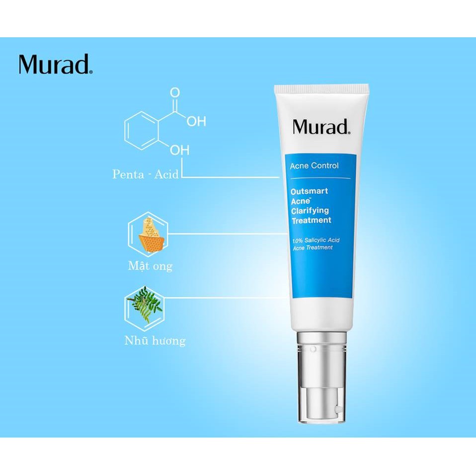 🐳Kem giảm mụn tối đa Murad Outsmart Acne Clarifying Treatment minisize