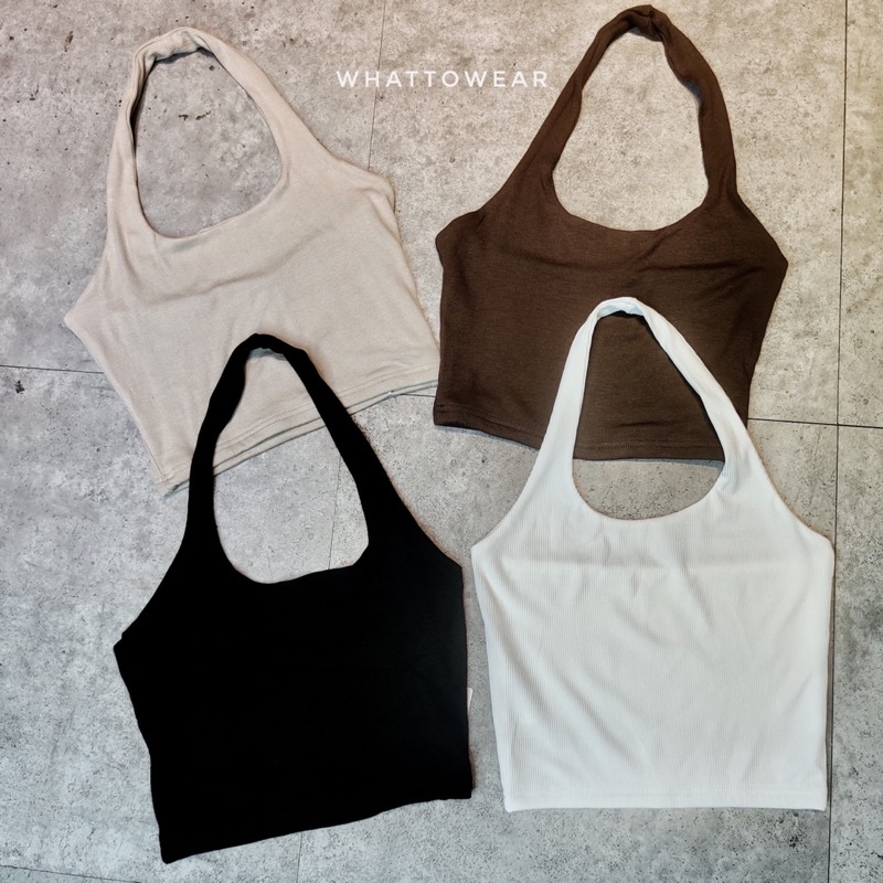 Croptop cổ yếm thun gân 2 lớp mới