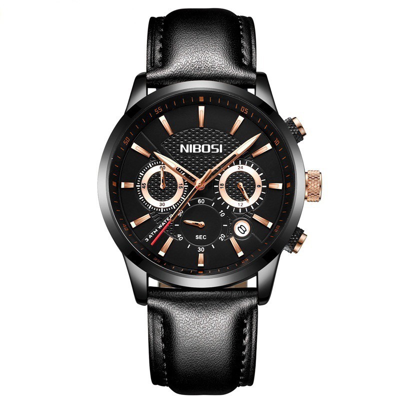 ĐỒNG HỒ NAM NIBOSI 2313(FULL BOX) DÂY DA TRƠN CHẠY FULL 6 KIM, CHỐNG NƯỚC VÀ CHỐNG XƯỚC Bán lẻ giá sỉ