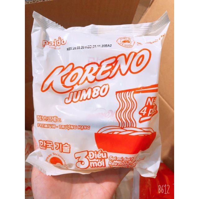 Mì Koreno Jumbo Hàn Quốc Bò Cay / Kim Chi / Gà / Tôm / Bịch 1kg (10gói x 100g)