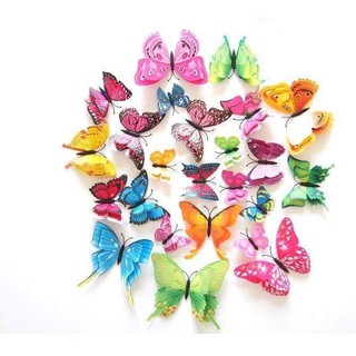 Bướm 3D 2 Lớp Cánh Kép Mẫu Mới Nhất 1 Set 12 Con Kích Thước 5 - 12cm - BN1