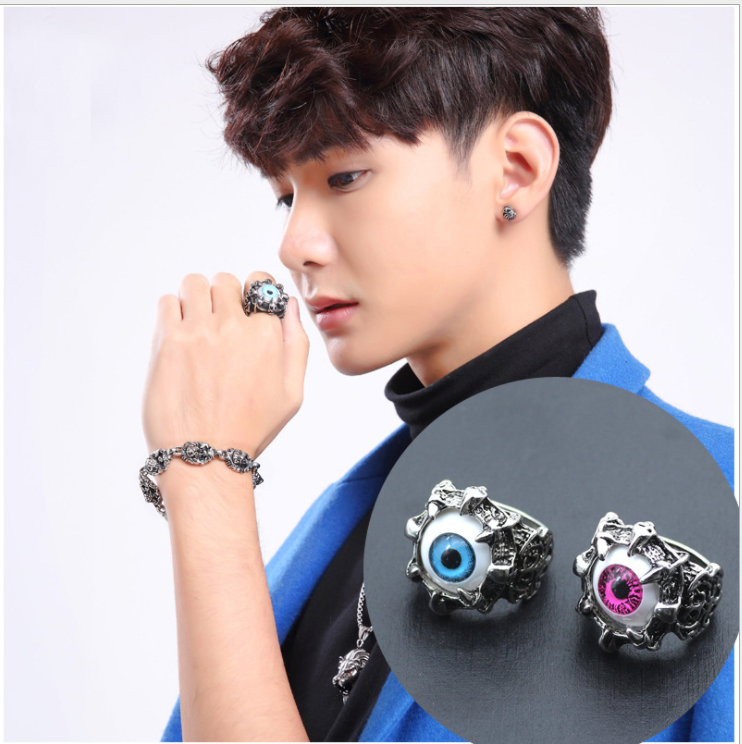 Nhẫn Đeo Tay Bằng Kim Loại Hình Mắt Rồng Vintage Cho Nam
