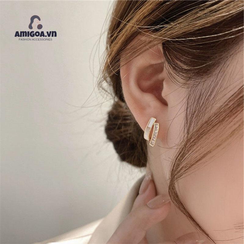 ✨✨Bông Tai S925 Họa Tiết Vỏ Sò Đính Kim Cương Tinh Tế Thời Trang Hàn Quốc Cho Nữ