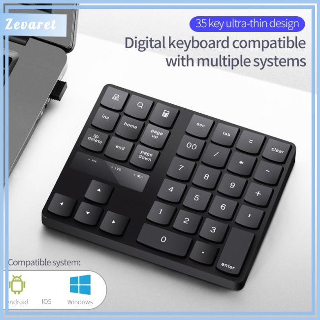 Bàn Phím Zevaret 2.4g Không Dây 35 Nút Bấm Màu Đen Đa Phương Tiện