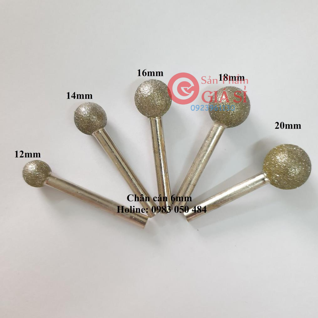 mũi mài khắc đá ngọc kim cương trục 6mm đầu tròn hoặc mài nhôm đồng dùng cho máy mài khuôn hoặc máy khoan điện ❤️freeshi