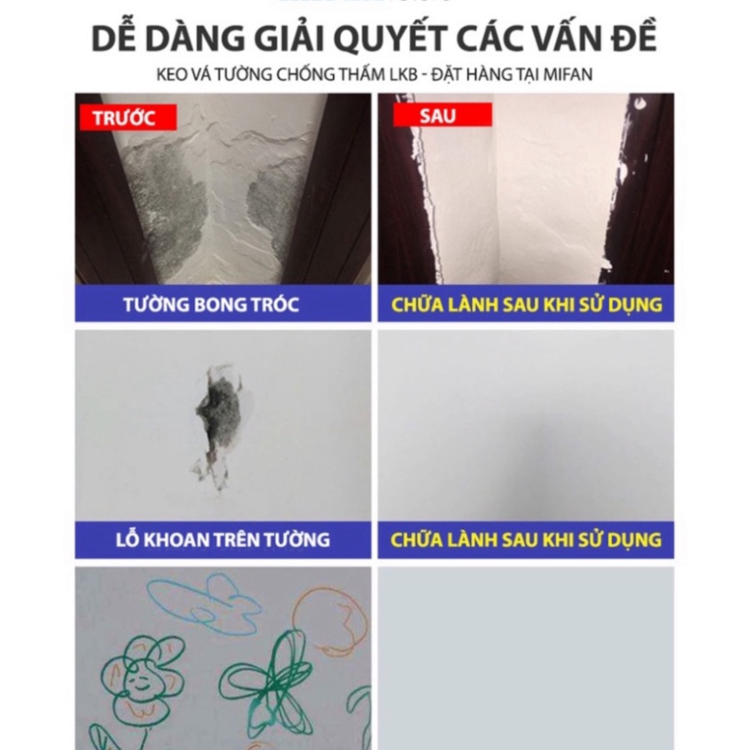 Keo Vá Tường Chống Thấm LKB 250gr, Trám Trét Vết Nứt Khe Hở Tường - Chống Mốc Ẩm DANA