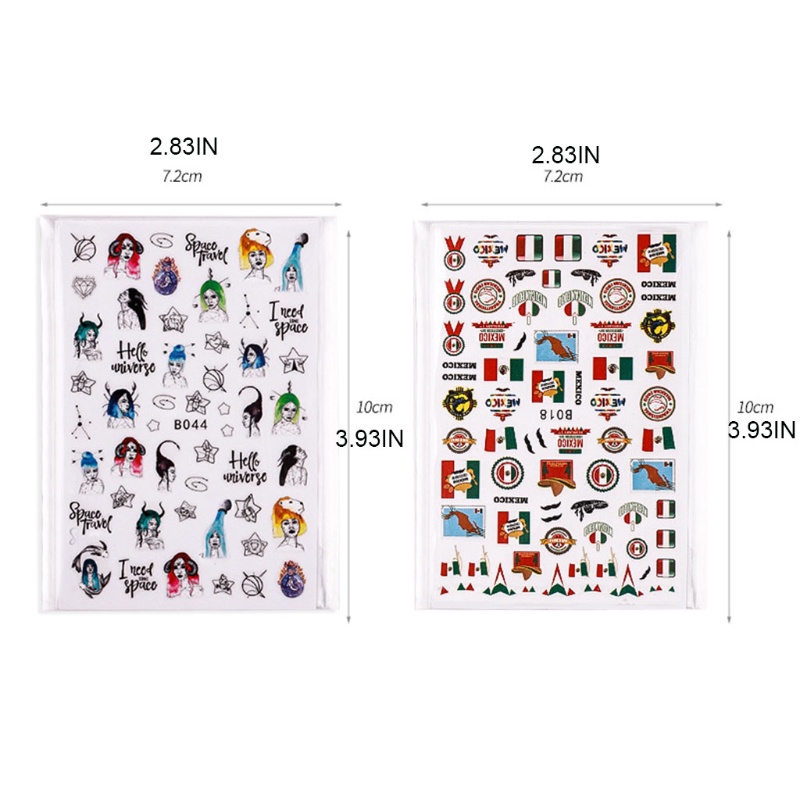 Set 6 / 12 Miếng Dán Họa Tiết Hoạt Hình 3D Trang Trí Móng Nghệ Thuật