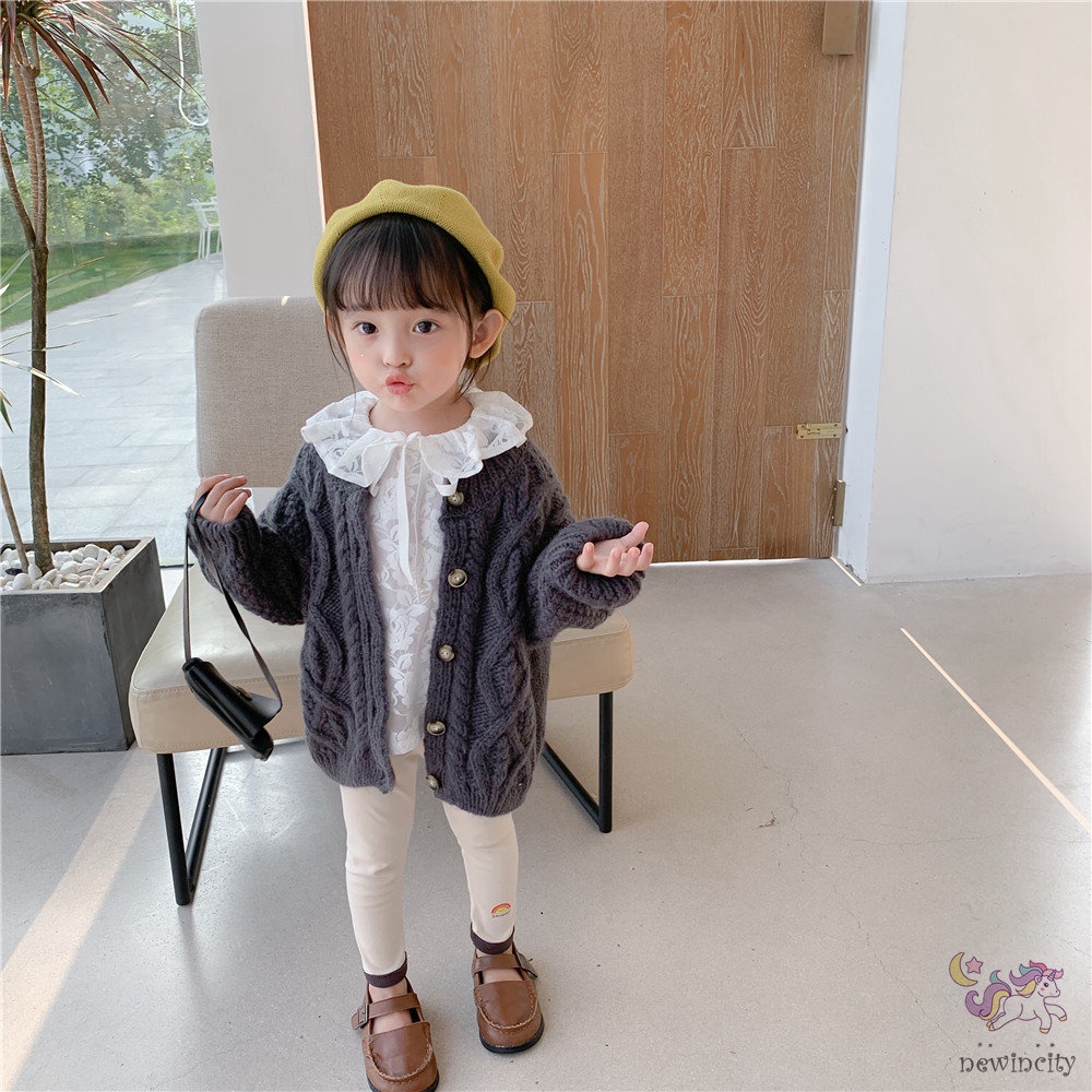 Áo khoác len cardigan phong cách Hàn Quốc đáng yêu cho bé gái