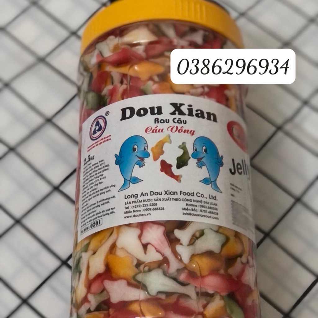 Thạch Con Cá Hàng Huy  2,5Kg | Thạch Rau Câu Con Cá Dẻo Hàng Huy Hũ 2.5kg